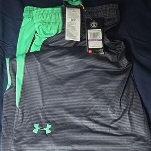 Under Armour Black and Green Striped Shorts